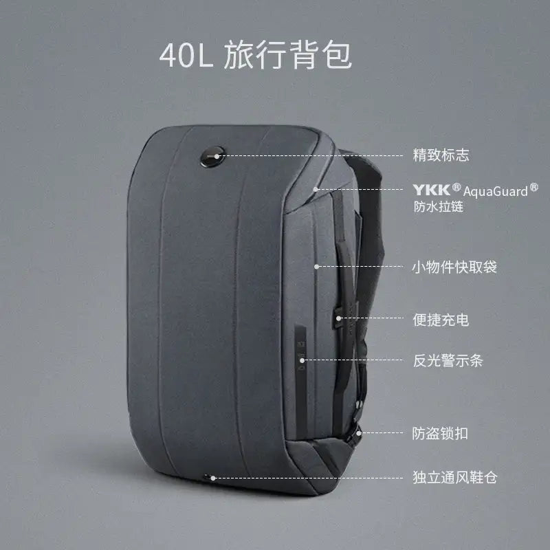 תיק גב Kingsons TRAVEL 40L עליה למטוס עם סימון מאפייני חזית ורוכסני YKK AquaGuard מוגני מים