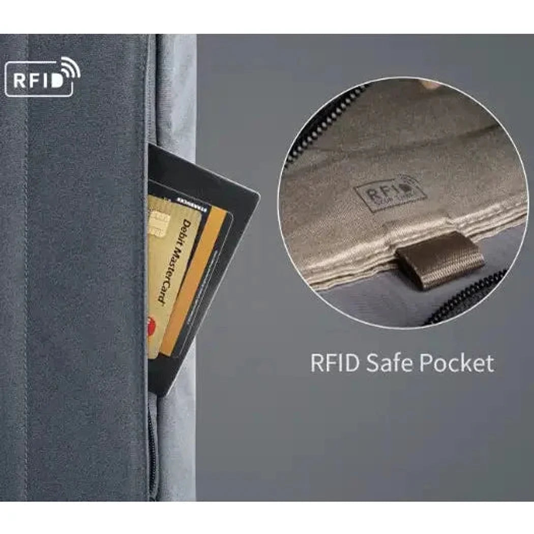 תא צד נסתר עם הגנת RFID בתיק עליה למטוס Kingsons TRAVEL 40L למניעת גניבת מידע מכרטיסי אשראי