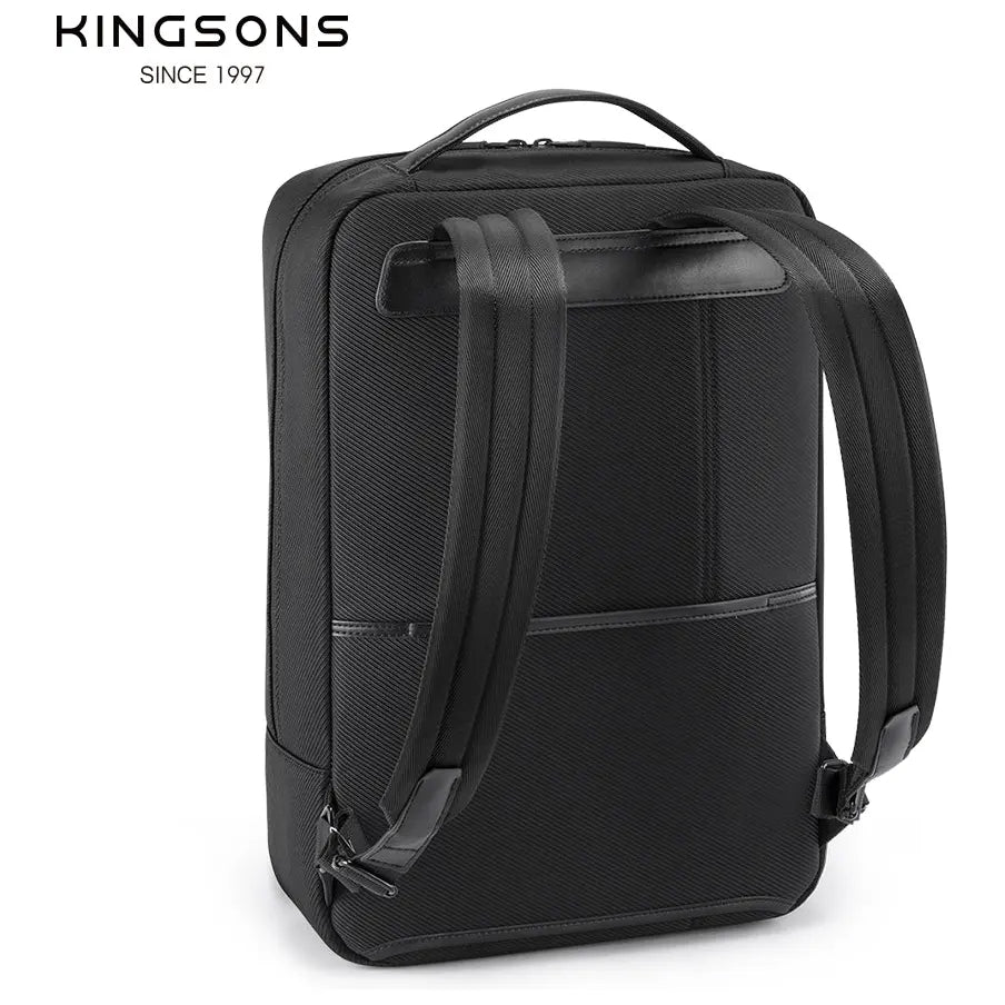 תיק גב עסקי Kingsons Unlimited KS3323W שחור - מבט אחורי עם גב אורטופדי ורצועת טרולי