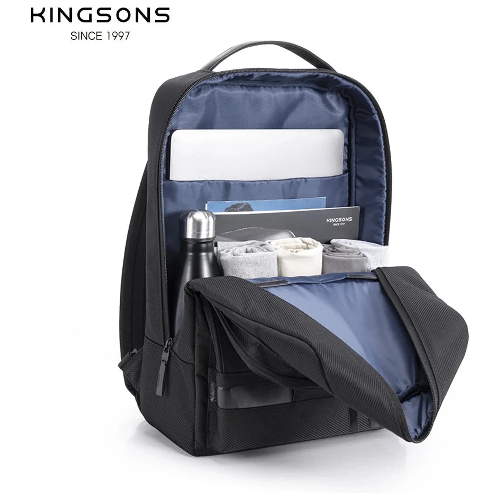 תיק גב Kingsons Unlimited KS3323W - תא פנימי פתוח עם מחשב נייד ובטנה מרופדת