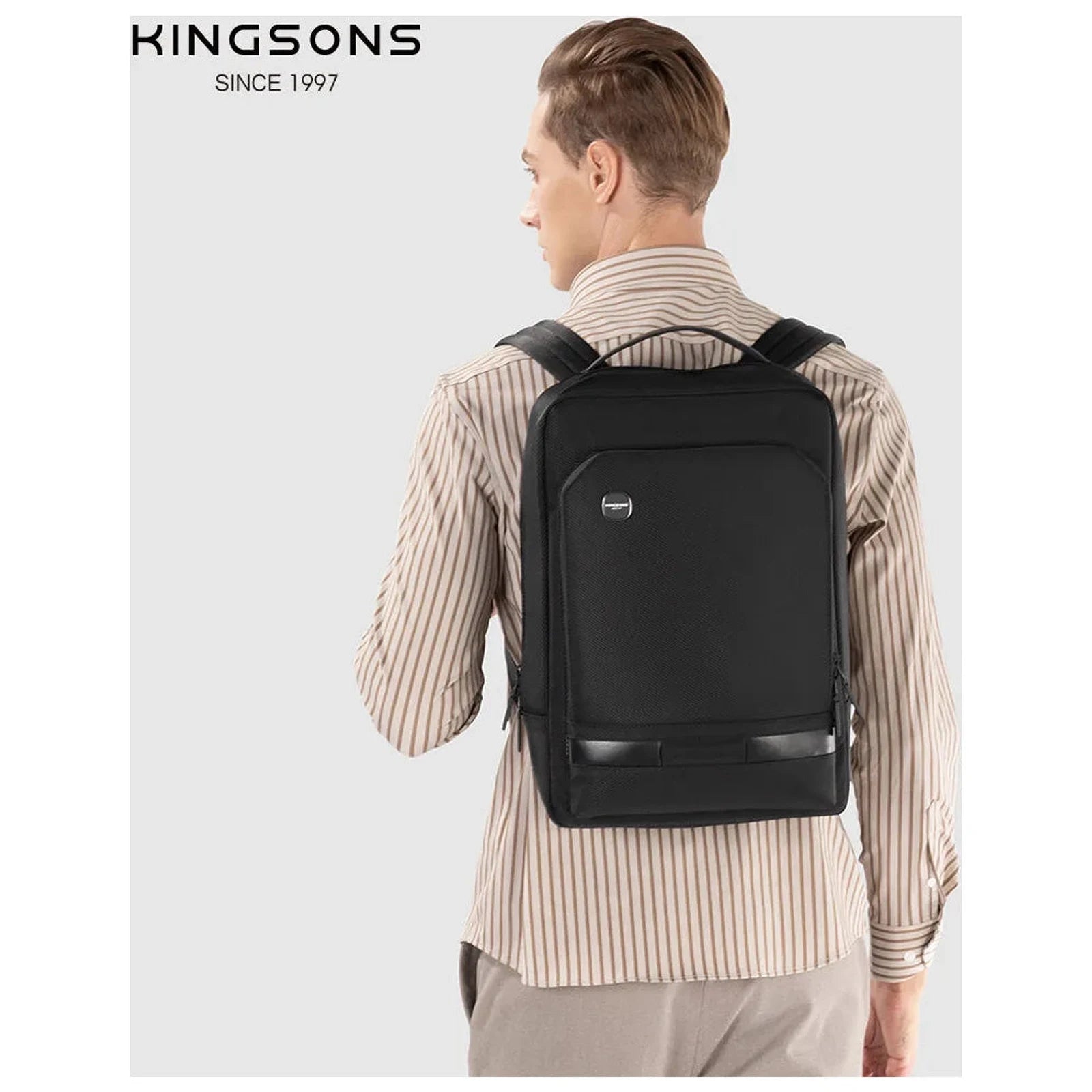 תיק גב עסקי Kingsons Unlimited KS3323W שחור על הגב - מבט אחורי