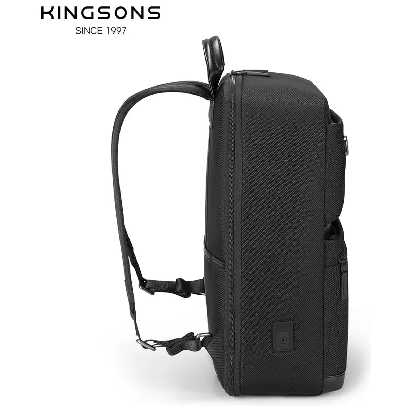 תיק גב עסקי Kingsons Urban Classic KS3322W - מבט צד עם יציאת USB