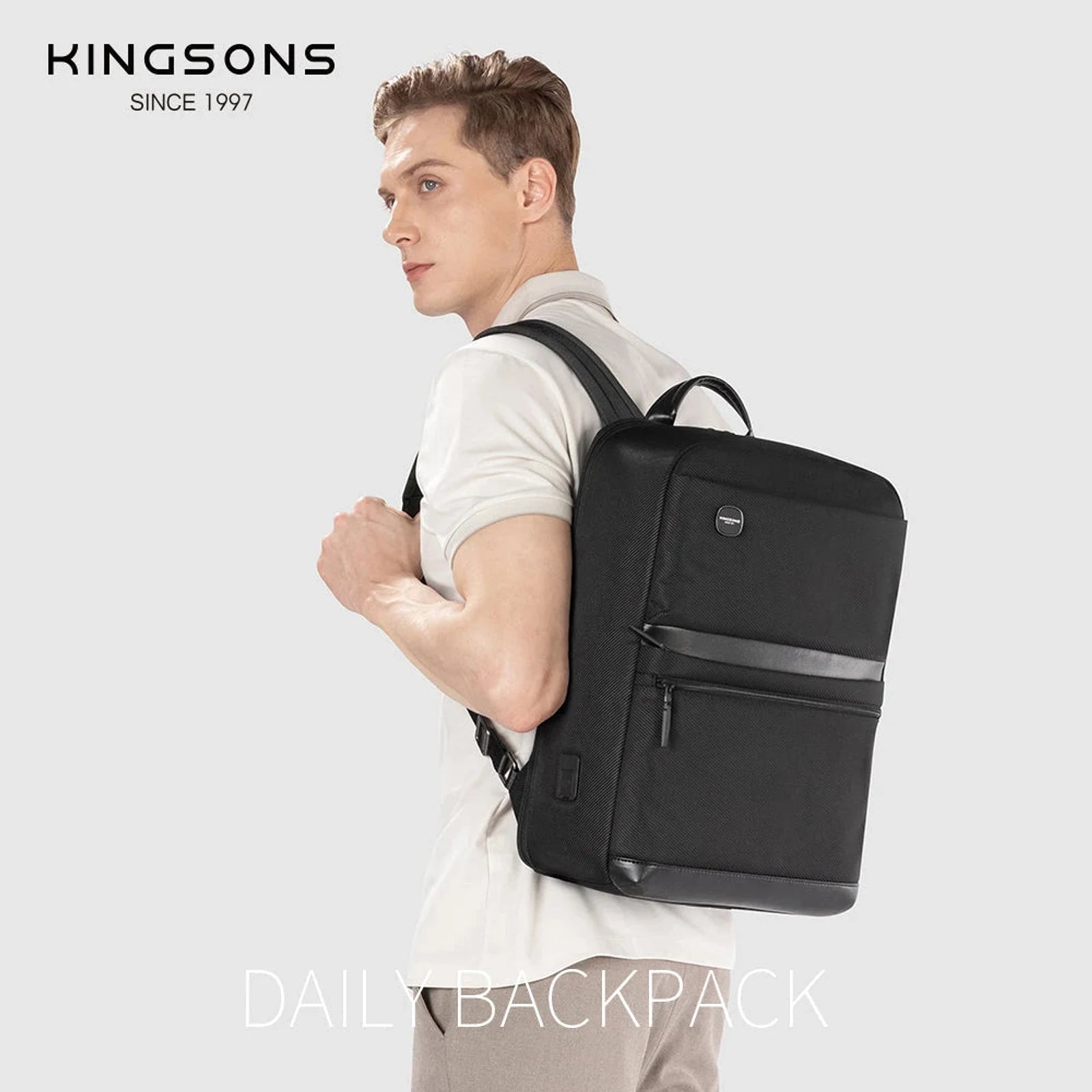 תיק גב עסקי Kingsons Urban Classic KS3322W על הגב - מראה יומיומי