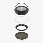 מכסה TK Closure של Klean Kanteen מפורק לרכיבים: אטם סיליקון, טבעת נעילה ולוח בסיס