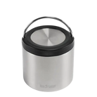 מיכל מזון מבודד Klean Kanteen נירוסטה 473 מ"ל עם מכסה שחור ולולאת נשיאה מתכת בידוד ואקום כפול מבט קדמי