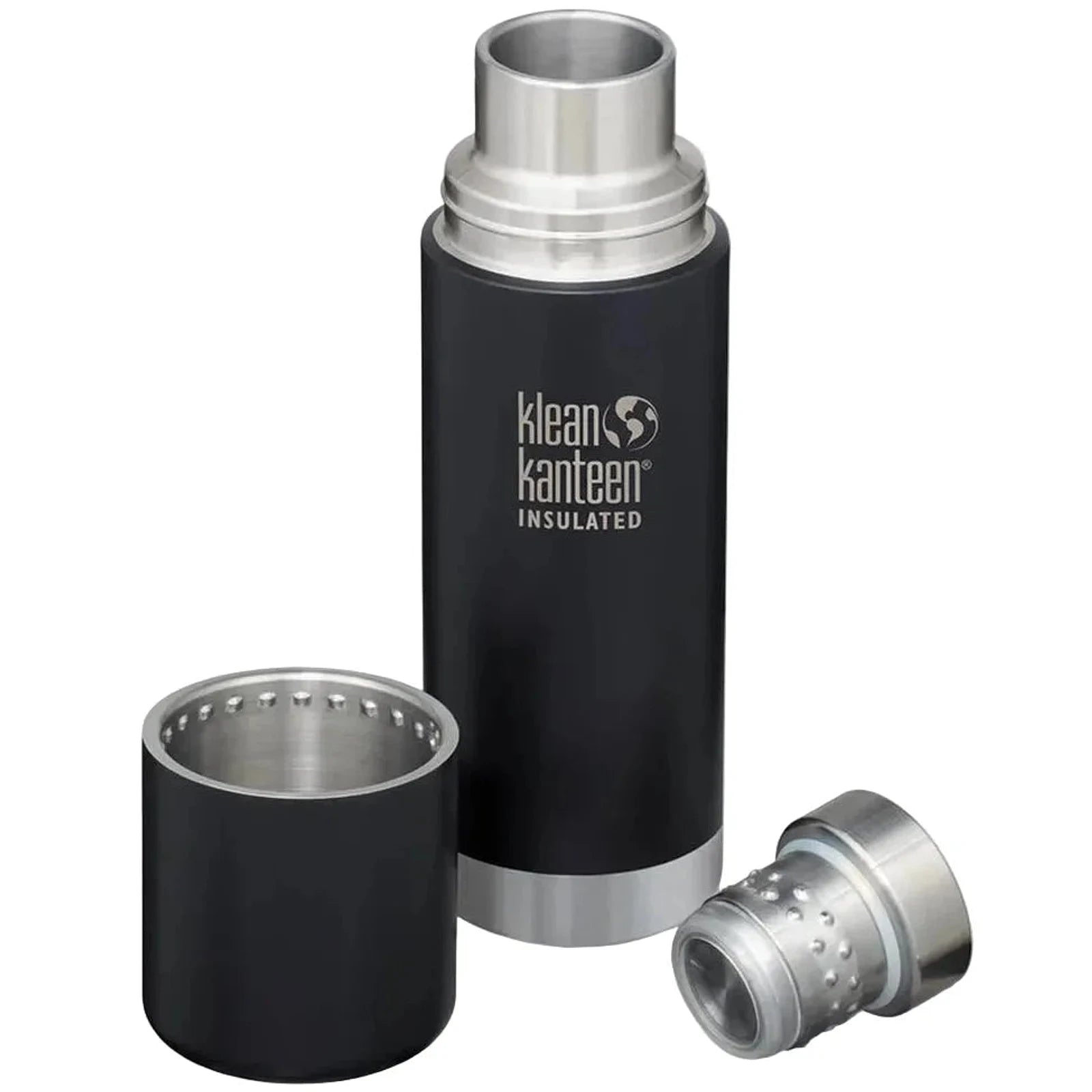 תרמוס Klean Kanteen TKPro 750 מ"ל שחור עם כוס נירוסטה, ציפוי Klean Coat עמיד בשבבים