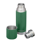 תרמוס Klean Kanteen TKPro 1000 מ"ל בצבע ירוק עם כוס ומכסה TK Closure, מבט זווית פתוח