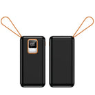מטען נייד Charge-It 10000mAh שחור חזית וגב, צג דיגיטלי, הגנה מפני הטענת יתר, חיבורי Type-C ו-USB