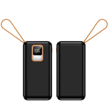מטען נייד Charge-It 10000mAh שחור חזית וגב, צג דיגיטלי, הגנה מפני הטענת יתר, חיבורי Type-C ו-USB