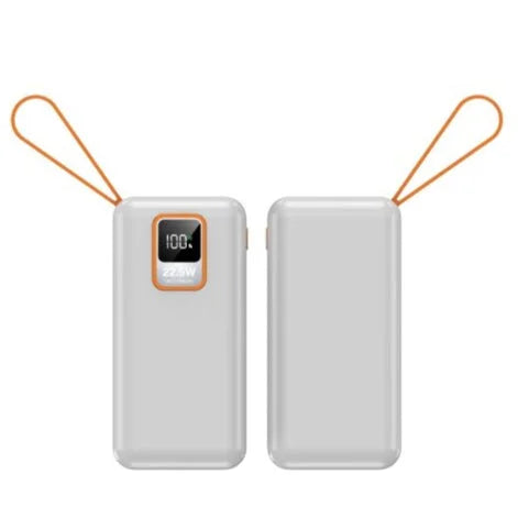 מטען נייד Charge-It 10000mAh לבן חזית וגב, חיבורי Type-C ו-USB, הגנת הטענת יתר, צג דיגיטלי