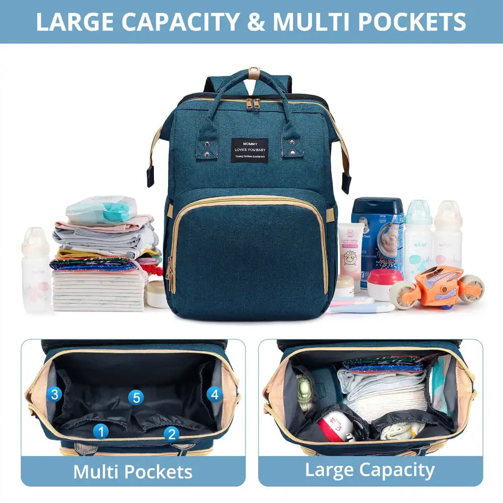 תיק גב LOVEVOOK BABY TRAVEL CARE עם נפח אחסון גדול וריבוי תאים פנימיים לחיתולים, בקבוקים וציוד תינוק