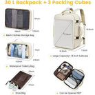 תיק עלייה למטוס נשי LOVEVOOK דגם CABIN AERIA 40 ליטר כולל שלוש קוביות אריזה, תא ללפטופ 17.3 אינץ' ופתיחה 180
