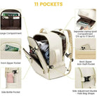 תיק עלייה למטוס נשי LOVEVOOK דגם CABIN AERIA 40 ליטר עם אחד עשר תאים, כולל תא ללפטופ וכיס אחורי נסתר נגד גניבה