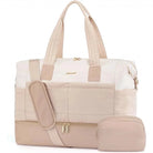 תיק נסיעות LOVEVOOK Travel Flex 40L בצבע שמנת עם תא נעליים ורצועת כתף, תיק weekender לנסיעות קצרות, מבט מלפנים