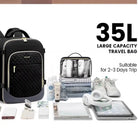 תיק גב נסיעות LOVEVOOK Urban Voyage 35L נשי בצבע שחור, נפח 35 ליטר לנסיעות של שלושה עד חמישה ימים