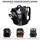 תיק גב LOVEVOOK Urban Voyage 35L נשי בצבע שחור פתוח, מציג תאים מרווחים כולל תא ללפטופ 17.3 אינץ׳