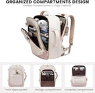 תיק גב LOVEVOOK Urban Voyage 35L נשי בצבע אוף-ווייט פתוח, תאים מרווחים עם תא ייעודי ללפטופ