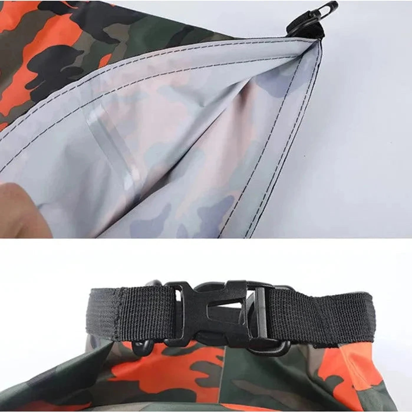 תיק אטום למים Luckstone Pro תקריב תפרים מולחמים ואבזם קליפס עשוי PVC לאטימה מלאה ועמידות לאורך זמן