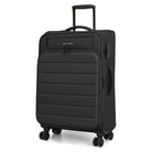 מזוודת בד MARCO POLO SKYLINE בצבע שחור 24 אינץ הבינונית, מבט זווית עם ידית טלסקופית פרוסה