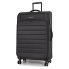 מזוודת בד MARCO POLO SKYLINE בצבע שחור 28 אינץ הגדולה, מבט זווית עם ידית טלסקופית פרוסה