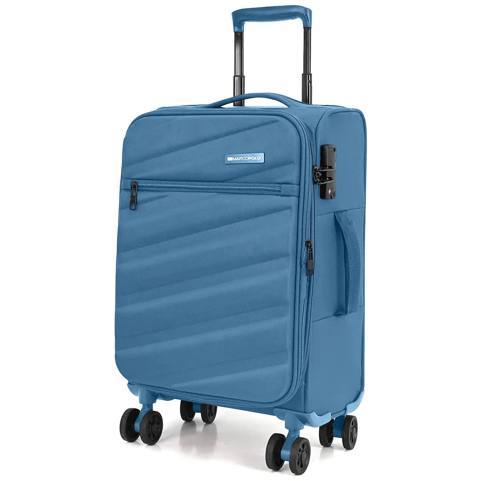 מזוודת בד טרולי 20 אינץ' MARCO POLO STRATUS בצבע כחול רויאל לעלייה למטוס
