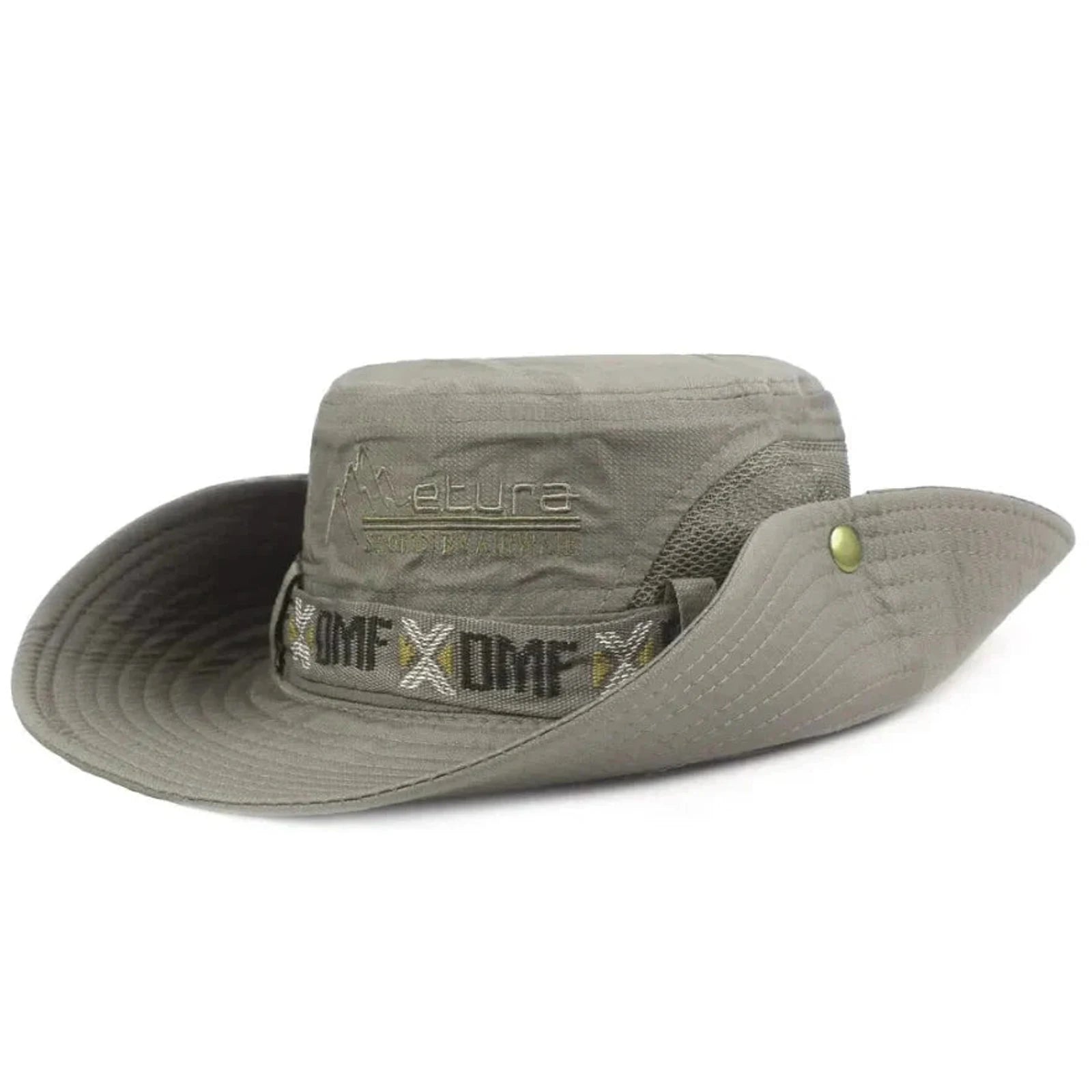 כובע שוליים רחבים Metura DMF-X ירוק זית מבט זווית, חגורת DMF, סנטימטר 55-60 גודל סטנדרטי