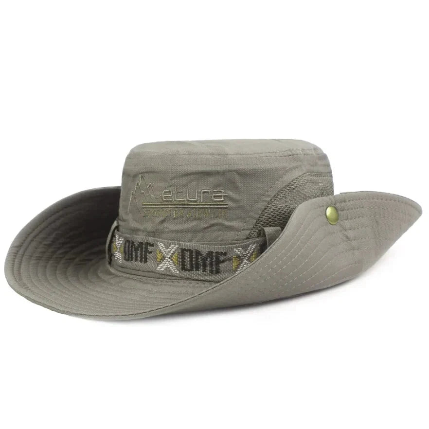 כובע שוליים רחבים Metura DMF-X ירוק זית מבט זווית, חגורת DMF, סנטימטר 55-60 גודל סטנדרטי