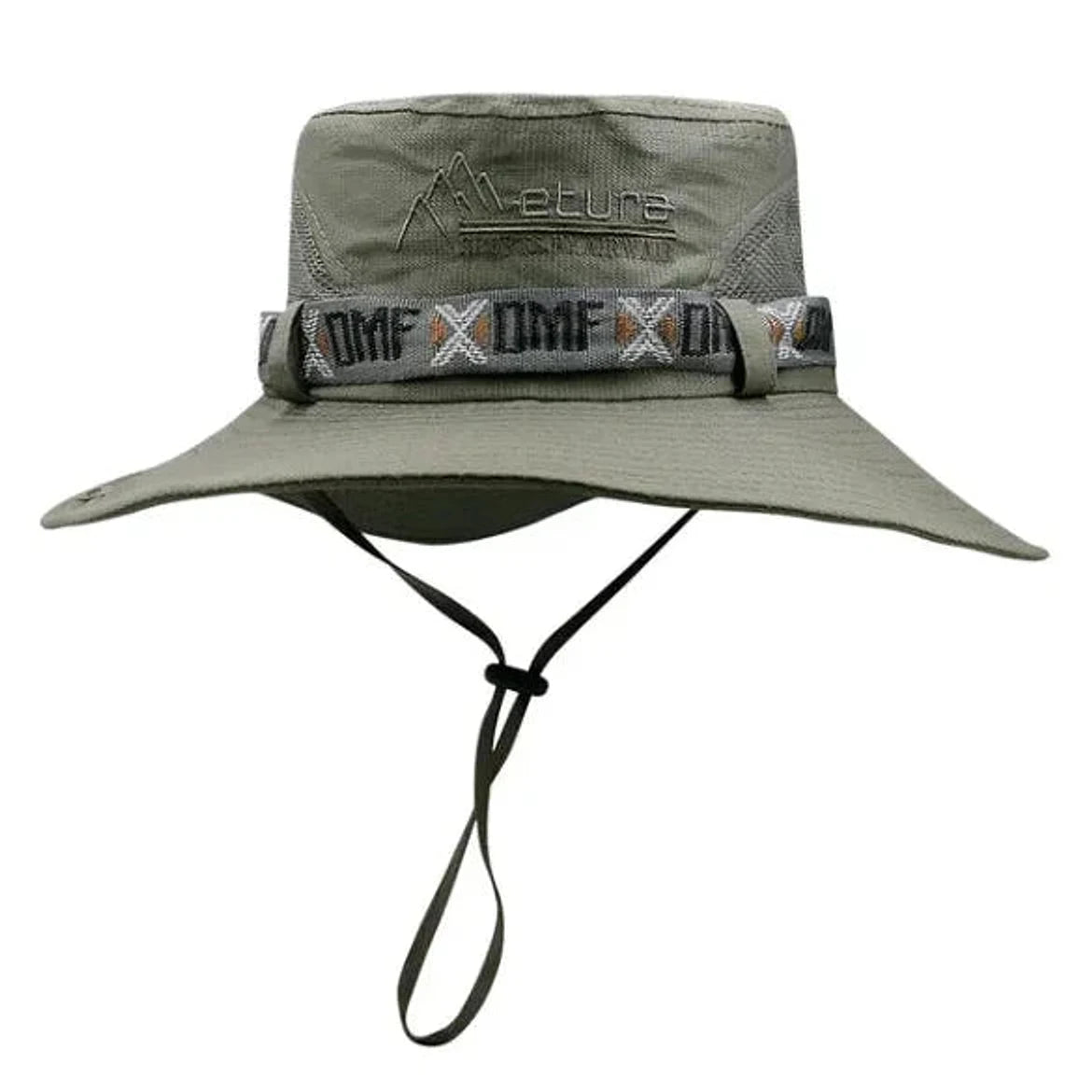 כובע שוליים רחבים Metura DMF-X בצבע ירוק זית, פוליאסטר נושם עמיד מים UPF 50, מבט קדמי