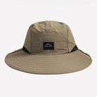 כובע בוני Mount Hood בז' ללא הגנת עורף עם שוליים רחבים 9.5 ס"מ ולוגו הר רקום, פוליאסטר דוחה מים