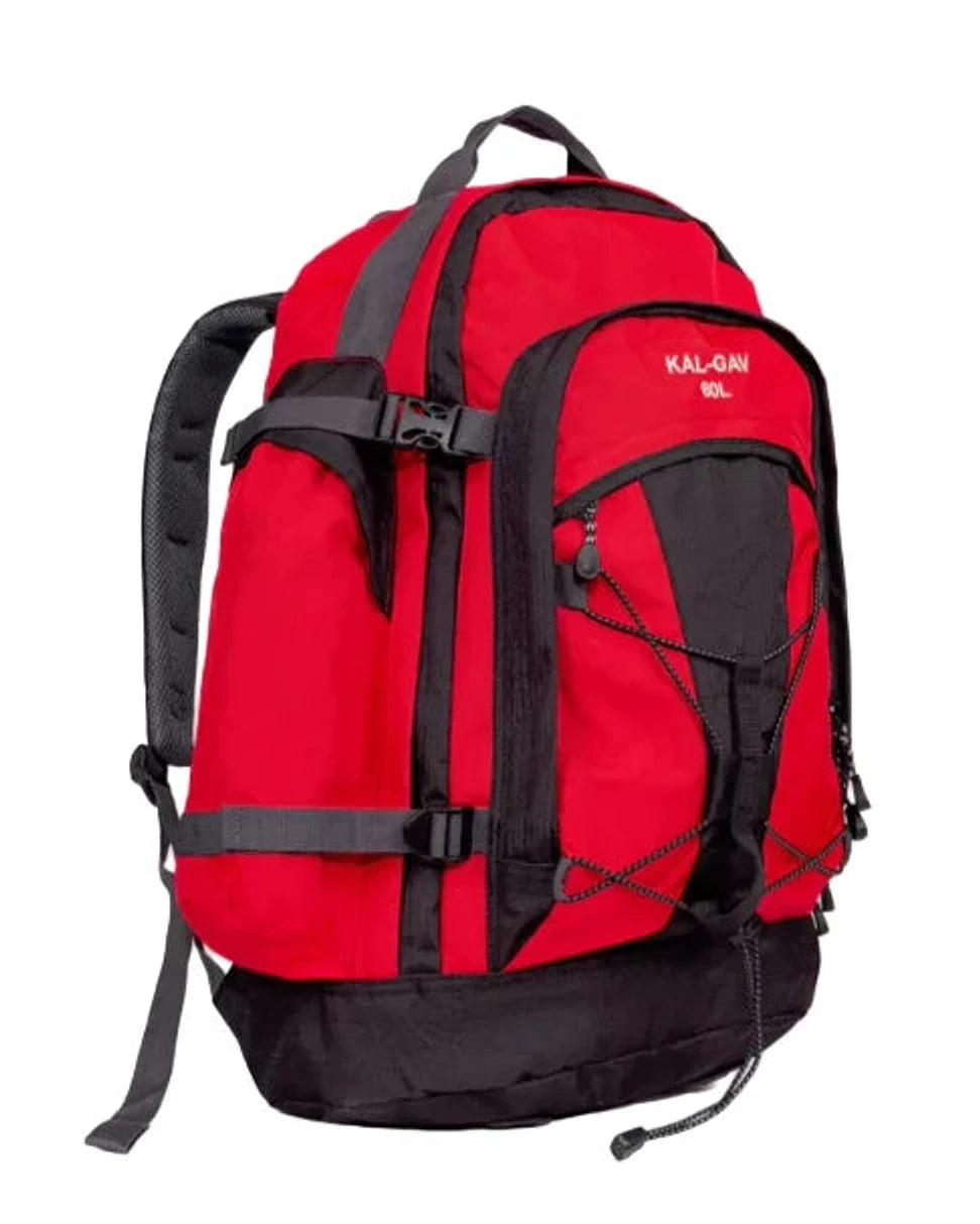 תרמיל טיולים מקצועי 60 ליטר Outdoor Revolution AirFlow בצבע אדום, עם מערכת גב מאווררת אורתופדית, מבט מלפנים