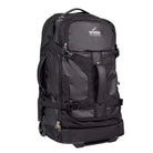 דאפל Outdoor Revolution Base Camp Pro 30 בצבע שחור על גלגלים עם לוגו חזיתי ורצועות כיווץ