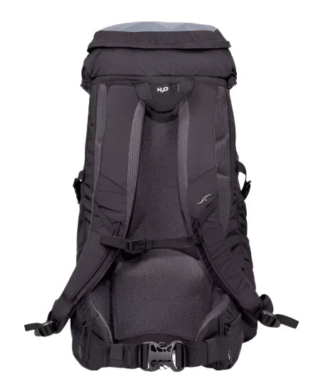 תרמיל Outdoor Revolution Cygni 45L בצבע שחור, מבט אחורי על מערכת גב AirFlow מאווררת עם חיזוקים אורטופדיים לגב תחתון
