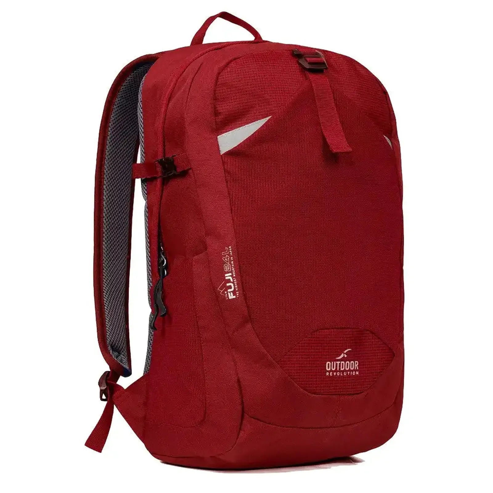 תרמיל יום Outdoor Revolution Fuji 24 בנפח 24 ליטר בצבע בורדו, עם גב אורטופדי ומחזירי אור, מבט חזיתי