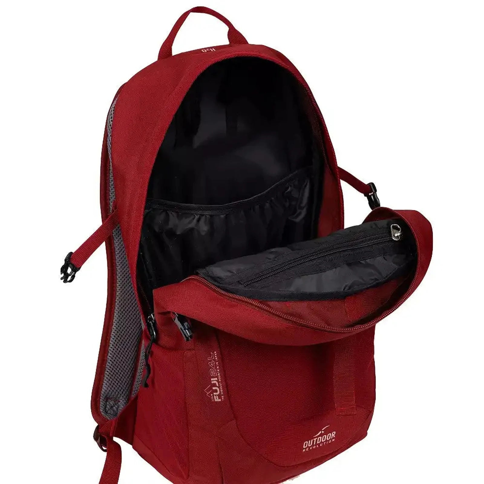 תרמיל יום Outdoor Revolution Fuji 24 בצבע בורדו פתוח, תא מרכזי בנפח 24 ליטר וכיס אחסון פנימי עם רוכסן