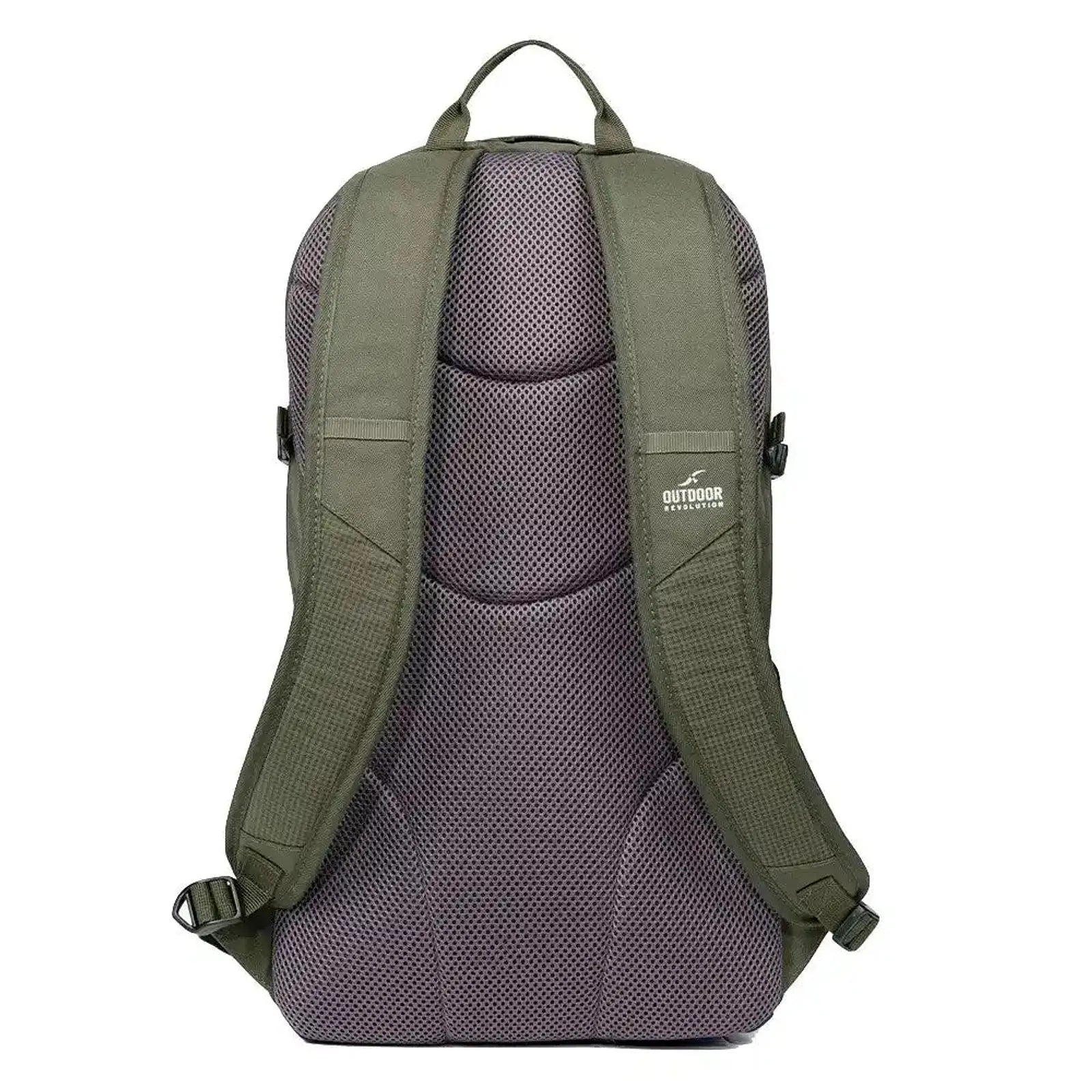 תרמיל יום Outdoor Revolution Fuji 24 בצבע ירוק זית, גב אורטופדי מרופד מבד רשת מאוורר עם רצועות כתף ארגונומיות