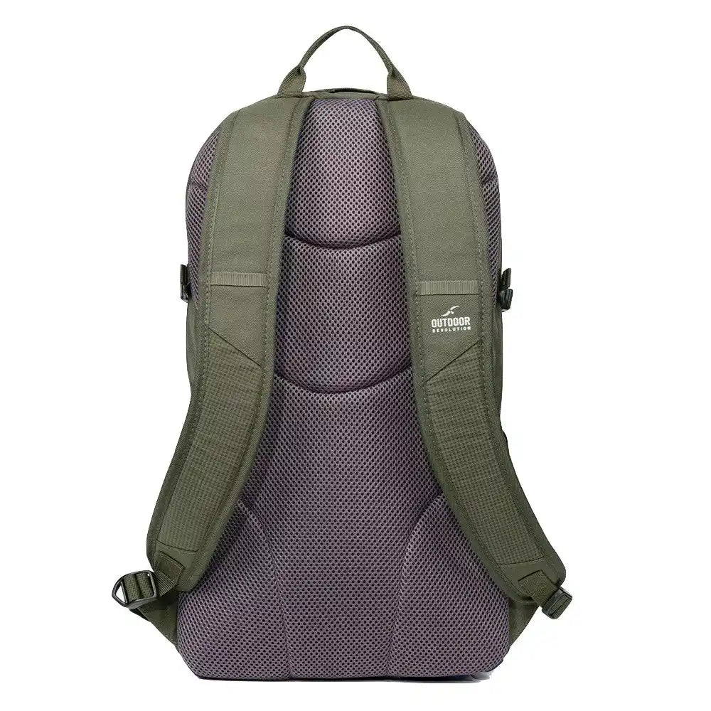תרמיל יום Outdoor Revolution Fuji 24 בצבע ירוק זית, גב אורטופדי מרופד מבד רשת מאוורר עם רצועות כתף ארגונומיות