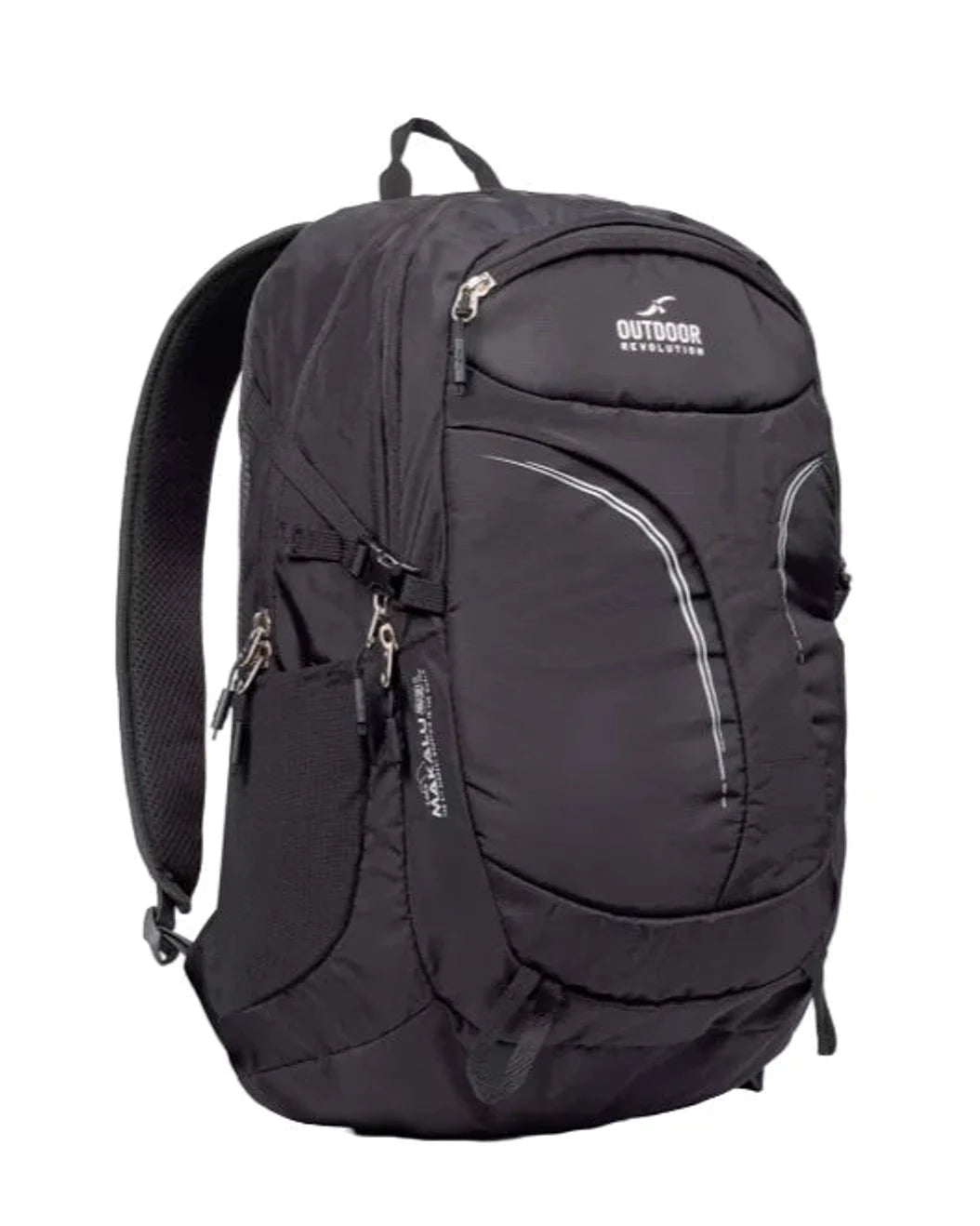 תרמיל יום עם גב רשת אורטופדי Outdoor Revolution Makalu 28 ליטר בצבע שחור, מבט קדמי, נפח 28 ליטר לטיולים יומיים
