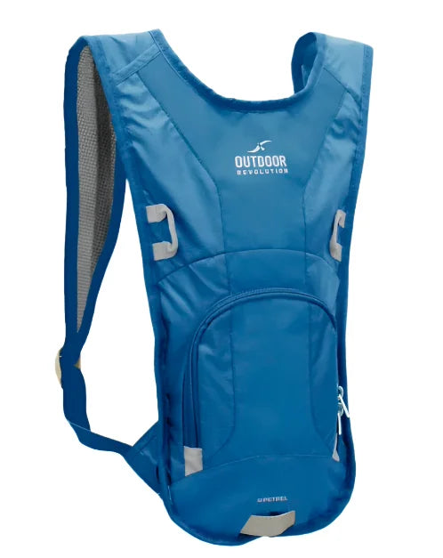 תיק גב שלוקר Outdoor Revolution Petrel בנפח 4 ליטר עם שקית שתייה 3 ליטר בצבע כחול, בד פוליאסטר איכותי, מבט חזית