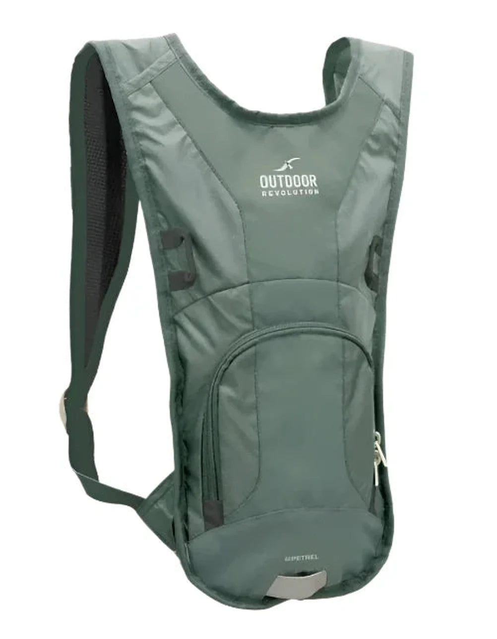 תיק גב שלוקר Outdoor Revolution Petrel עם מערכת מים 3 ליטר בצבע ירוק, רוכסנים מוגני מים ומחזירי אור, מבט חזית