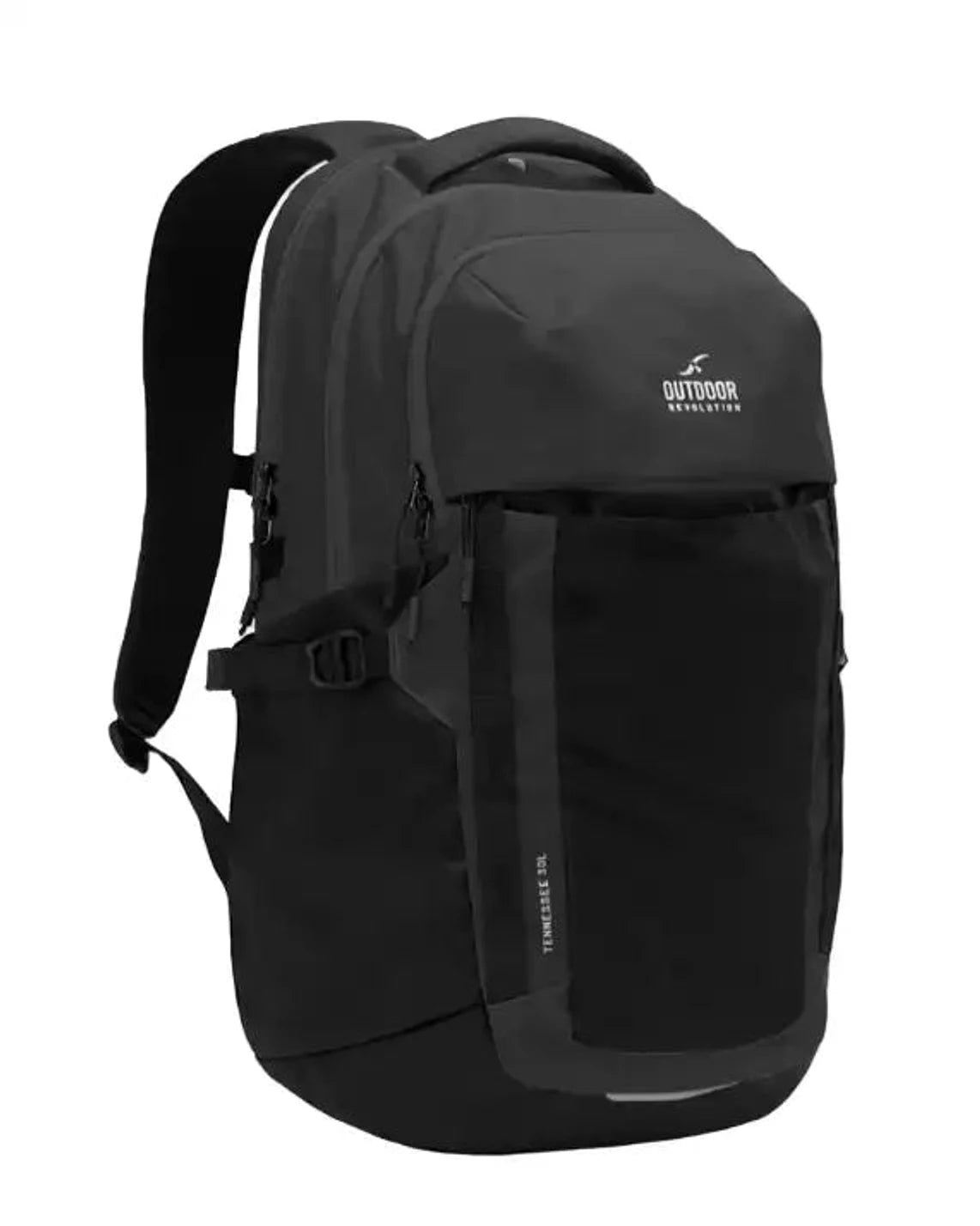 תרמיל יום Outdoor Revolution Tennessee 30L בצבע שחור עם תא ללפטופ ונפח 30 ליטר, מבט מלפנים