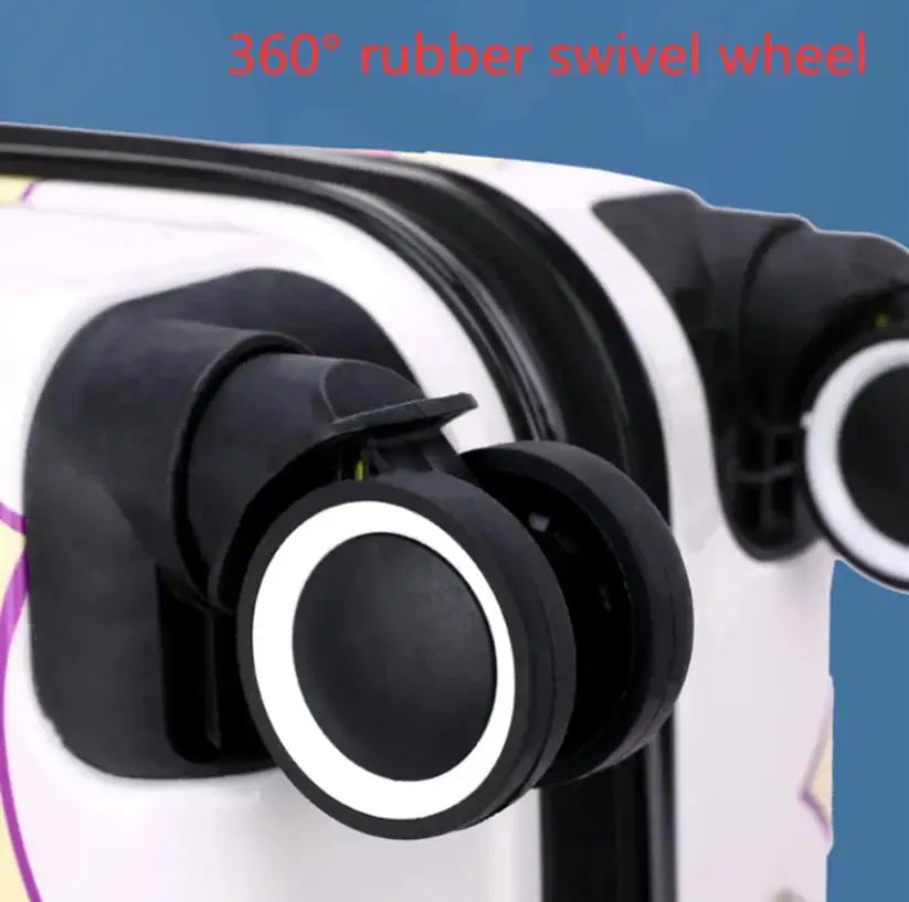 מזוודת ילדים 18 אינץ RollyBear תקריב גלגל ספינר 360 מעלות מגומי לנסיעה חלקה ושקטה
