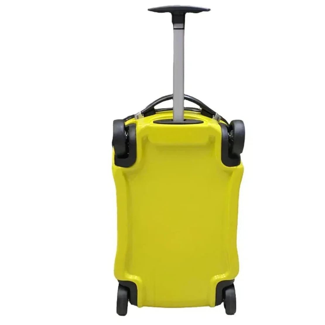 מזוודת ילדים קשיחה 18" RollyBear בצבע צהוב, מבט מאחור על 4 גלגלים וידית טרולי טלסקופית מוגבהת