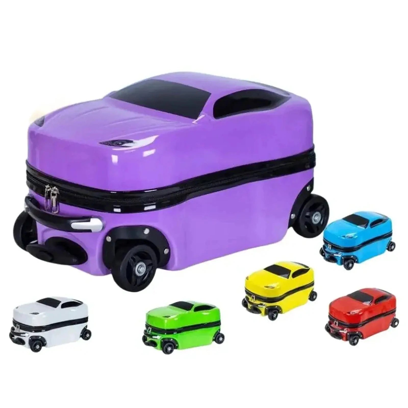 מזוודת ילדים קשיחה RollyBear 18 אינץ׳ בעיצוב מכונית ספורט, חמישה צבעים לבחירה עם ערכת מדבקות