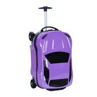 מזוודת ילדים קשיחה RollyBear 18 אינץ׳ סגולה בעיצוב מכונית ספורט, ידית טרולי טלסקופית נשלפת