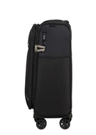 מבט צד על מזוודת עליה למטוס Samsonite Base Breeze עם מנעול קומבינציה TSA מובנה וארבעה גלגלי ספינר כפולים מסיליקון