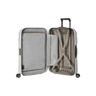 מזוודה קשיחה Samsonite C-lite Spinner פתוחה, תאים פנימיים עם רצועות אלסטיות ומחיצת רוכסן לסדר מקסימלי