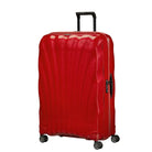 מזוודה קשיחה 28 אינץ' Samsonite C-lite Spinner בצבע אדום Chili, עשויה מחומר CURV קל וחזק, מבט קדמי