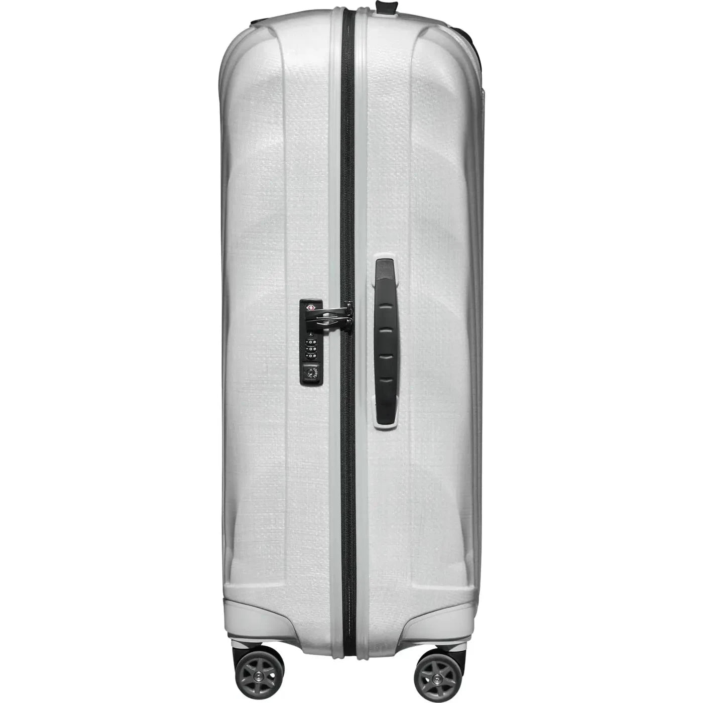 מזוודה קשיחה 28 אינץ' Samsonite C-lite Spinner, מבט צד עם מנעול TSA מובנה בתקן תעופה בינלאומי
