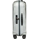 צד מזוודת Samsonite C-lite אוף-וויט עם מנעול קומבינציה TSA, ידית צידית וגלגלי סיליקון כפולים