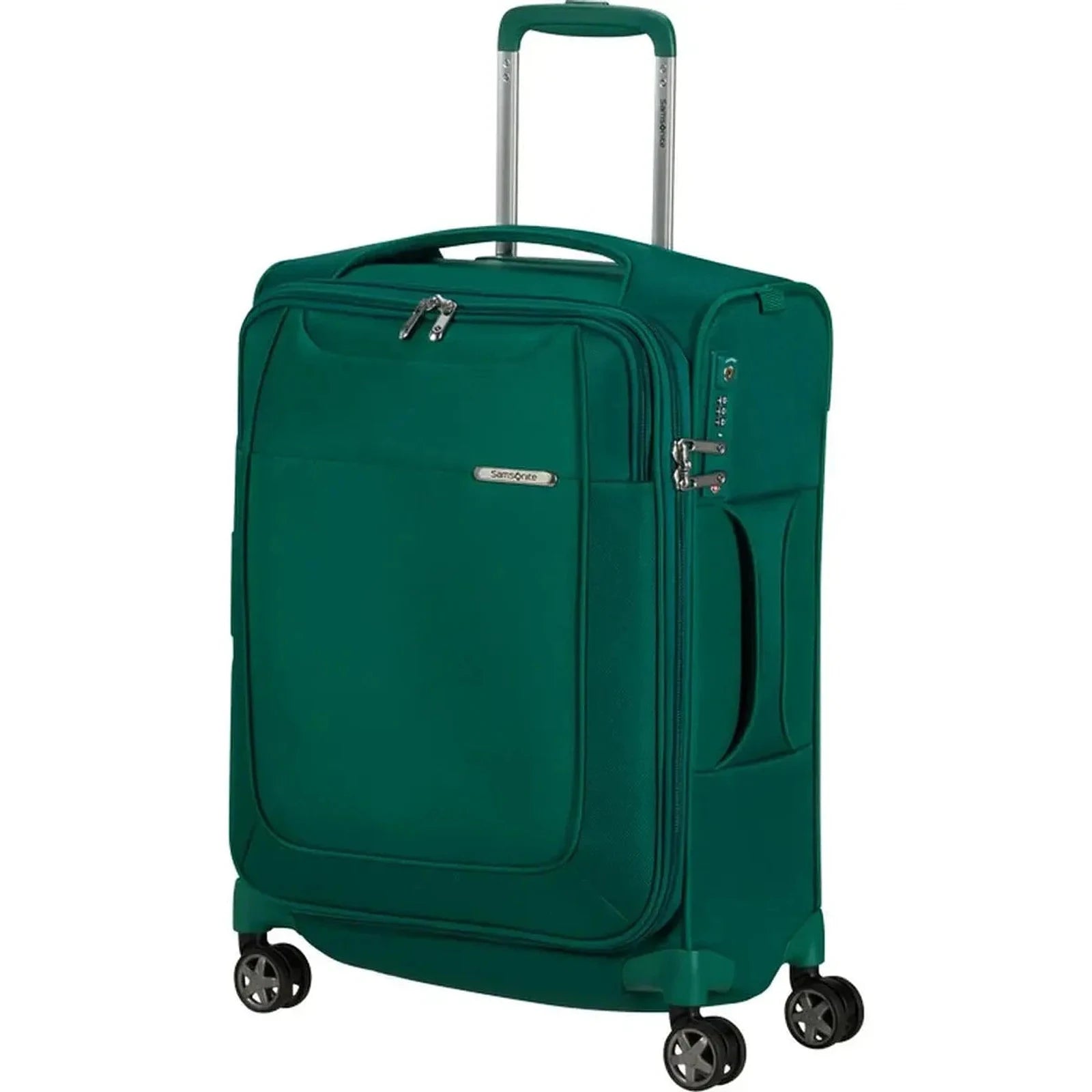 מזוודה טרולי עליה למטוס מתרחבת Samsonite Dlite 20 אינץ 55 סמ בד ניילון בליסטיק ירוק מבט חזית 3/4